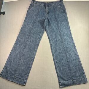 Daisy Fuentes Wide Leg Trouser Jeans Women's 10 Blue Denim Casual Pants